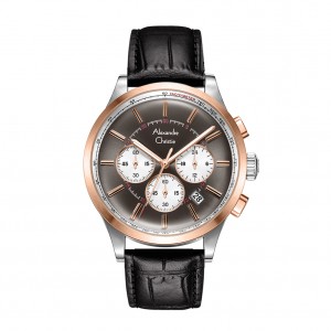 Alexandre Christie AC 6574 Silver Rosegold Grey Leather MCLTRGR